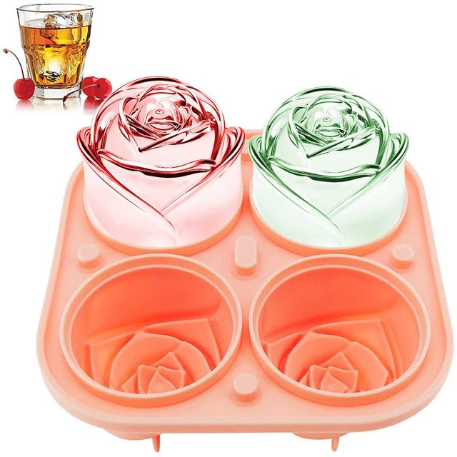 Rose Flower Ice Cube Mold Silicone Ice Compartment Small Block Ice